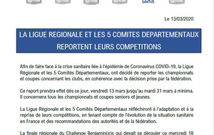 LA LIGUE REGIONALE ET LES 5 COMITES DEPARTEMENTAUX  REPORTENT LEURS COMPETITIONS