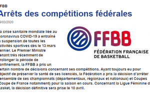 Arrêt des compétitions fédérales FFBB