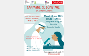 [COVID-19] Campagne de dépistage LA CHEVROLIERE - Mardi 11 Mai